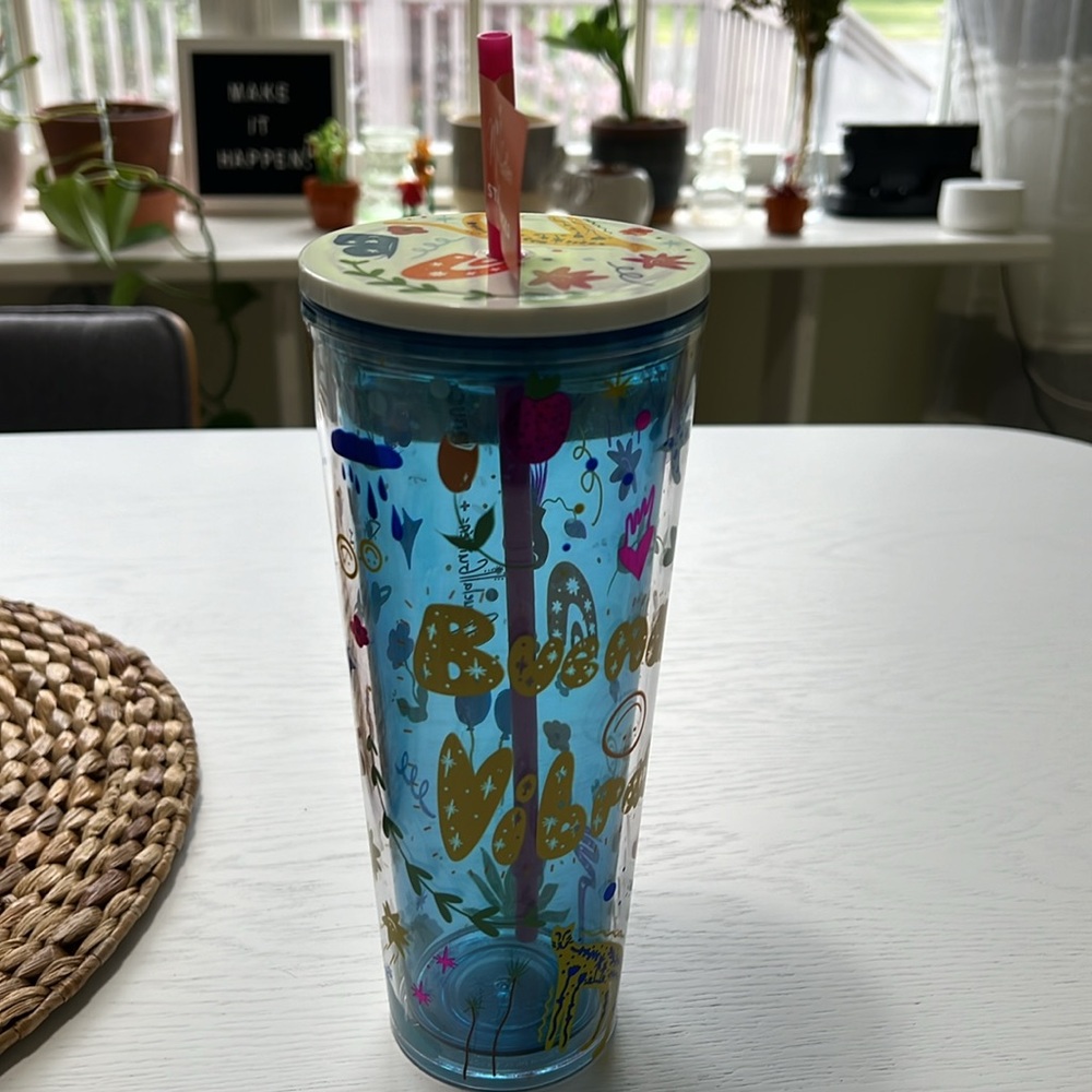 Brand New STARBUCKS 2023 Fall 24oz TUMBLER - Manuela Guillen Buenas Vibras - Picture 1 of 13